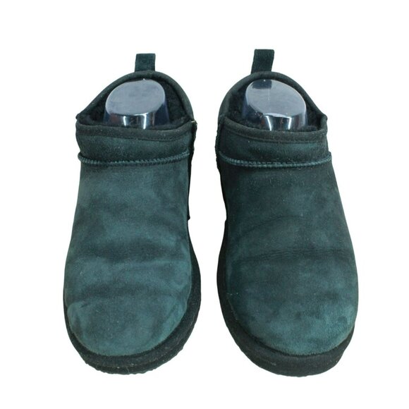 LL Bean Black Suede Slip-on Wicked Good Shearling Lined Slipper Ankle Boots 7 M - Picture 5 of 9